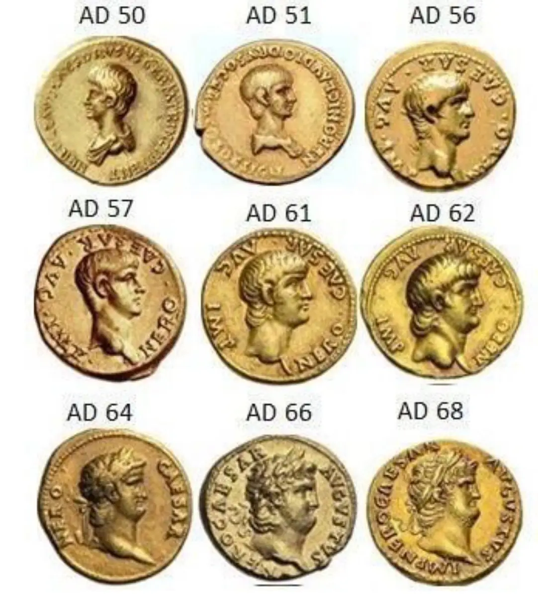 AD 50 AD 51 AD 56 NERO AD 57 AD 61 AD 62 AD 64 AD 66 AD 68